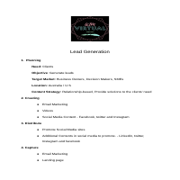 Sample Lead Generation Plan