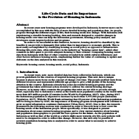 Life-Cycle Data and its Importance to the Provision of  