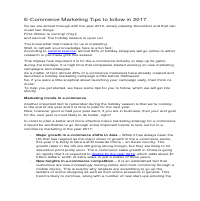 ECommerce Marketing Tips To Follow in 2017