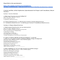 Exploratory Questionnaire