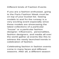 Types of Fashion Events