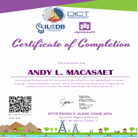 Certificate of Completion in VA Training