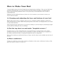 Short Article on how to make your bed