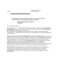 Initial Press Release for rockstar pianist Konstantin  Souk