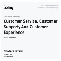 Customer Service, Support, and Experience Cerificate