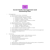 Social Media Management & Marketing Plan