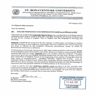 Enlish Profiiency Letter