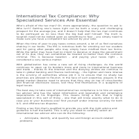 Guest post - International Tax Compliance: Why Specialized S