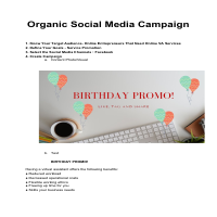 Organic Social Media Campaign  