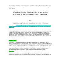3-part Blog Window Style Options to Match and Enhance Your I