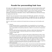 Foods for preventing hair loss