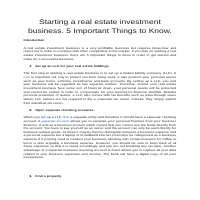 Starting a real estate investment business 
