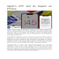 Apple’s ATT and its impact on Privacy