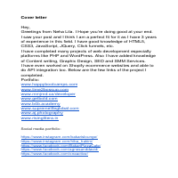 Cover Letter with portfolio