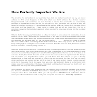How perfectly Imperfect We Are