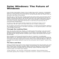Guest Post - Solar Windows The Future of Windows  (Lennie)