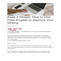 Keep it Simple: How to Use Plain English