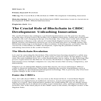 Blockchain and CBDC