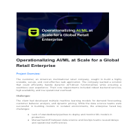 Operationalizing AI/ML at Scale