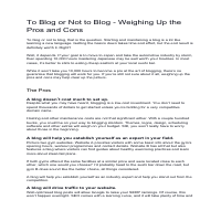 To Blog or Not to Blog