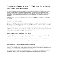 Article - B2B Lead Generation Strategies