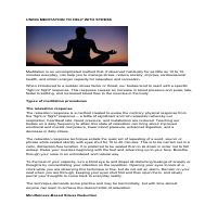 Using Meditation to help with stress