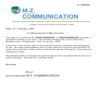 My experience letter 