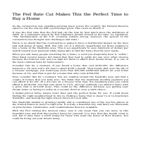 The Fed Rate Cut Makes This the Perfect Time to Buy a Home