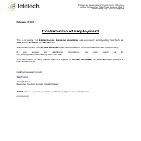 Confirmation of Employment: Hewlett-Packard
