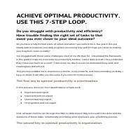 Article on optimal productivity