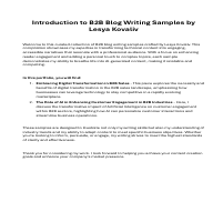 B2B Blog Samples