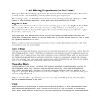 General Digital Content: Dining Recommendations