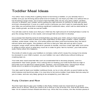 Toddler Meal Ideas