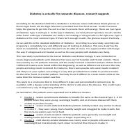 Diabetes is Actually Five Separate Diseases