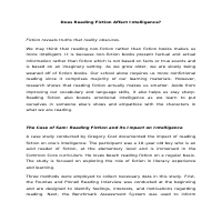 Fictional Reading and Intelligence (Case Study type article)