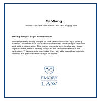 Neville Qi Wang Legal Memorandum