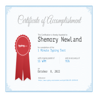 Typing Speed 55 WPM