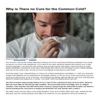 The Struggle to Cure the Common Cold