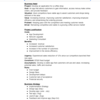 A Business Case setup for Coffee shop