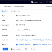 Scheduled meetings using Zoom
