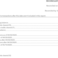 Reconciliation of QuickBooks vs. Bankf