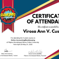 Certificate of Attendance in Online Accounting/Bookkeeping