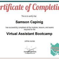 My VA Bootcamp Certificate