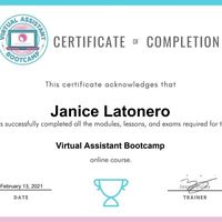 Virtual Assistant Bootcamp Cerificate