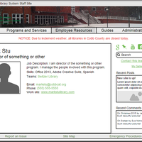 Wireframes for new library intranet site (bio page).