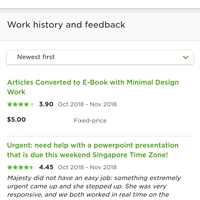 Upwork review from projects completed