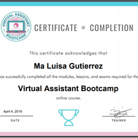 Virtual assistant certificate of training