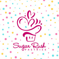 Sugar Rush Logo in Pink on Polka Dots