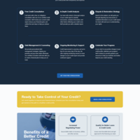 Credit repair and solutions site with a clean layout