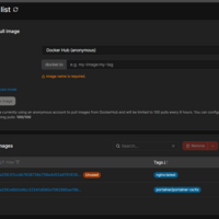 View of Images on portainer
